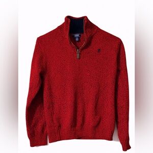 IZOD Boys Quarter Zip Sweater Red Marl Size L (10/12) Pullover